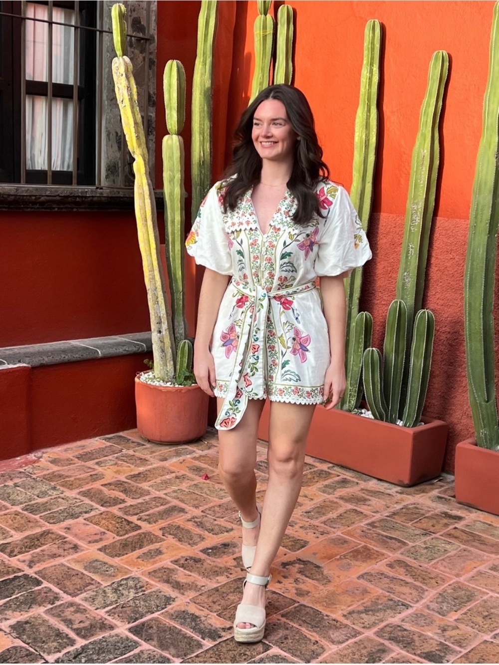 FARM Rio Belted Floral Insects Romper- size Medium